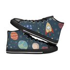 Rocket and Planets In Space - Kids High Top Canvas Shoes