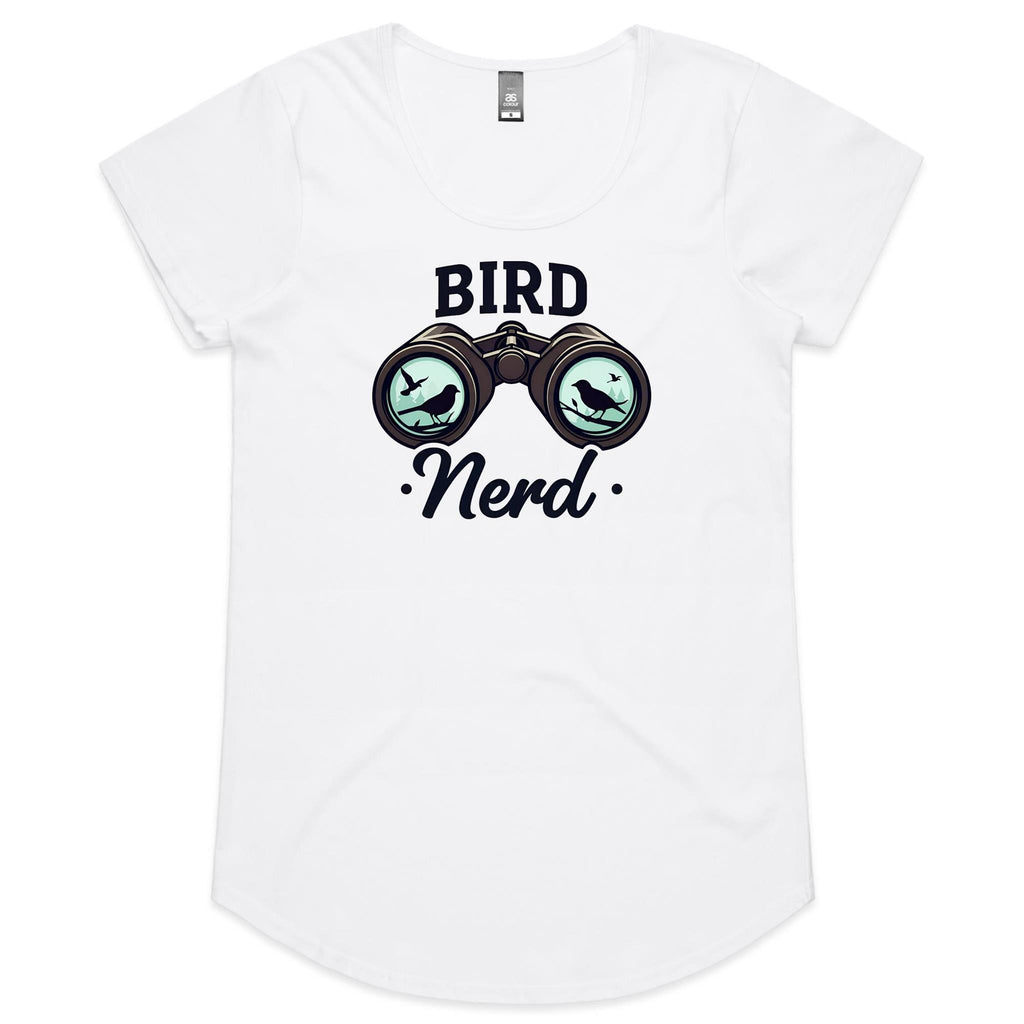 Bird Nerd - Womens Scoop Neck T-Shirt White Womens Scoop Neck T-shirt animal Printed In Australia