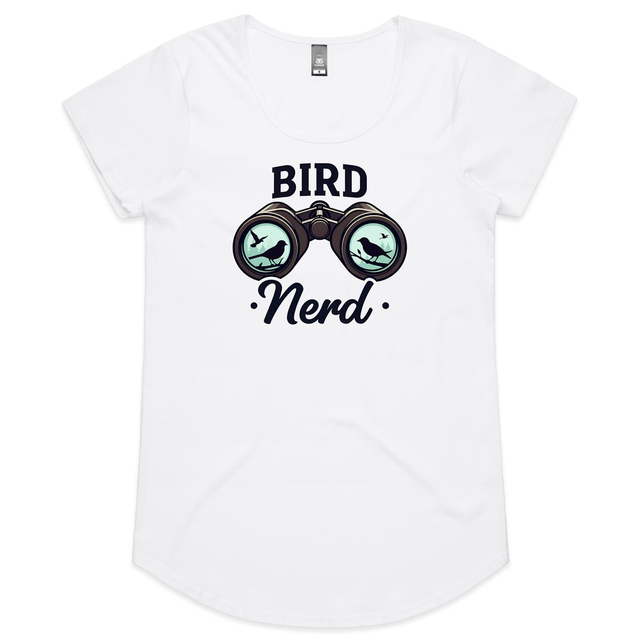 Bird Nerd - Womens Scoop Neck T-Shirt White Womens Scoop Neck T-shirt animal Printed In Australia