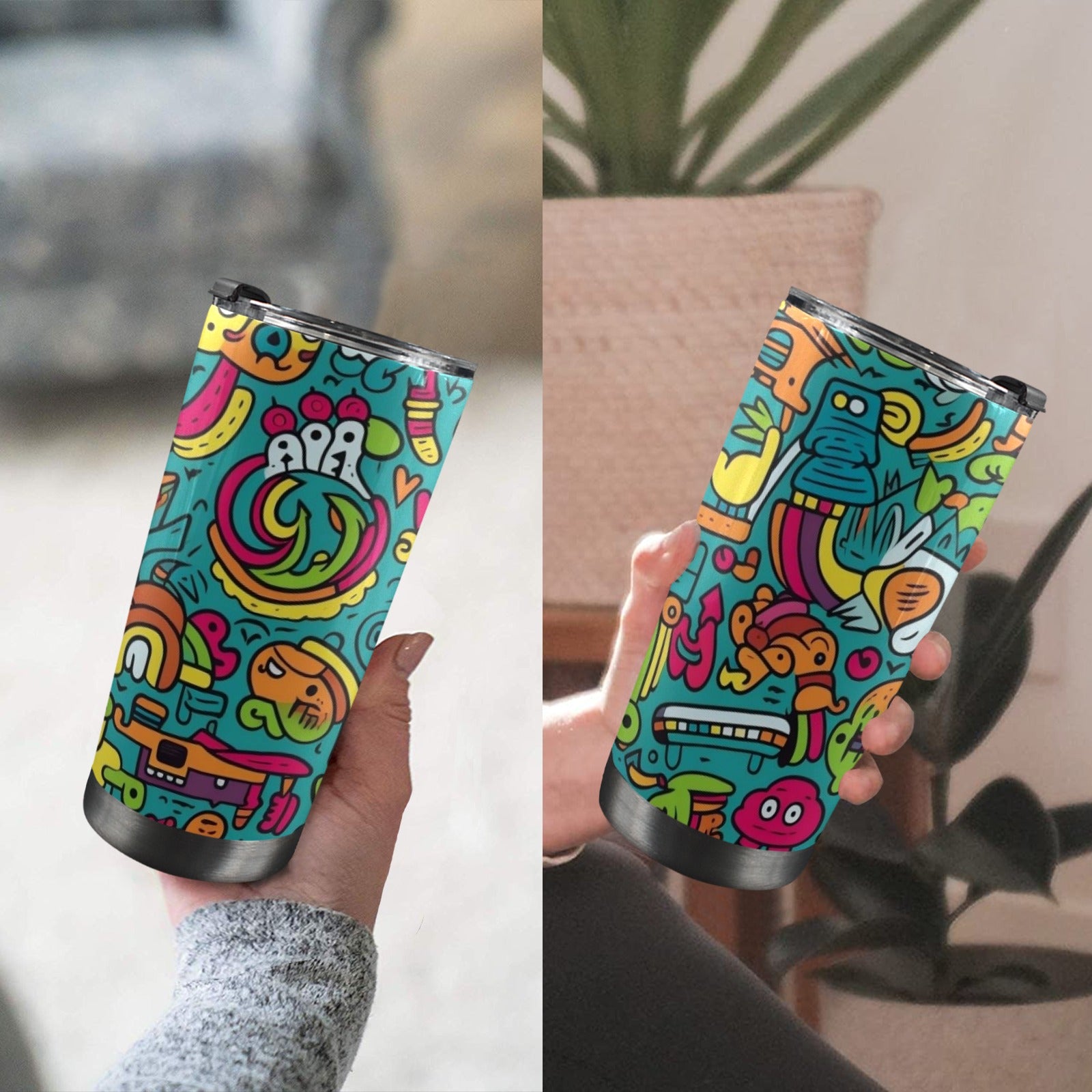 Crazy Characters - 20oz Mobile Tumbler with Lid (Black Lock) 20oz Travel Mug Printed Offshore Sci Fi