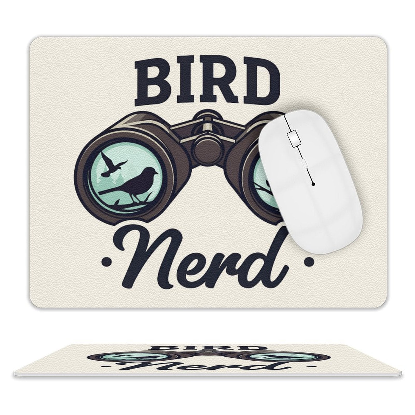 Bird Nerd Leather Mouse Pad white One size Leather Mouse Pad animal Birds Printed Offshore