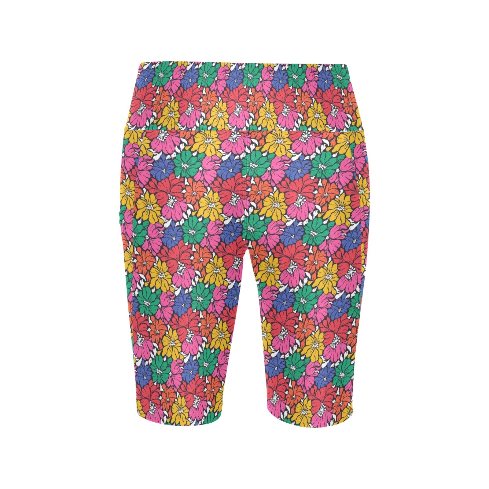 Bright And Bold Flowers Women's Bike Shorts With Side Pockets Women's Bike Shorts Plants Printed Offshore