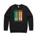 Retro Nostalgia AS Colour Stencil Crew Sweatshirt Unisex Black Sweatshirt Printed In Australia Retro
