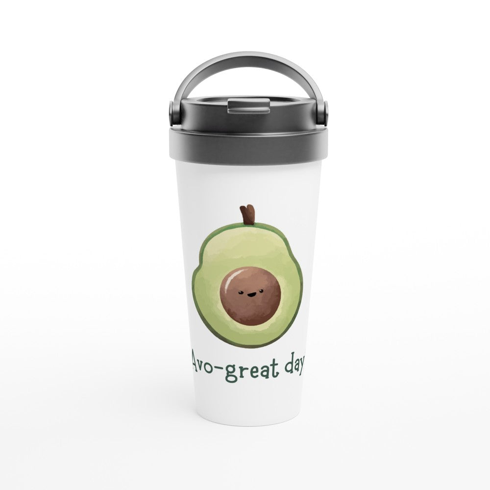 Avo - Great Day - White 15oz Stainless Steel Travel Mug Default Title Travel Mug Coffee food Globally Fulfilled positivity