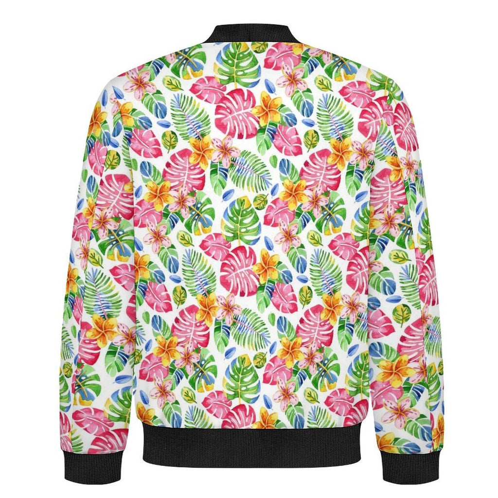 Bright Painted Tropical Men's Casual Zip‑Up Bomber Jacket