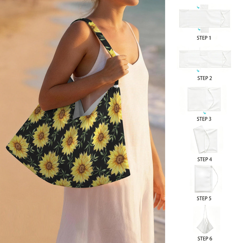 Painted Sunflower Beach Chair Towel Cover with Side Pockets