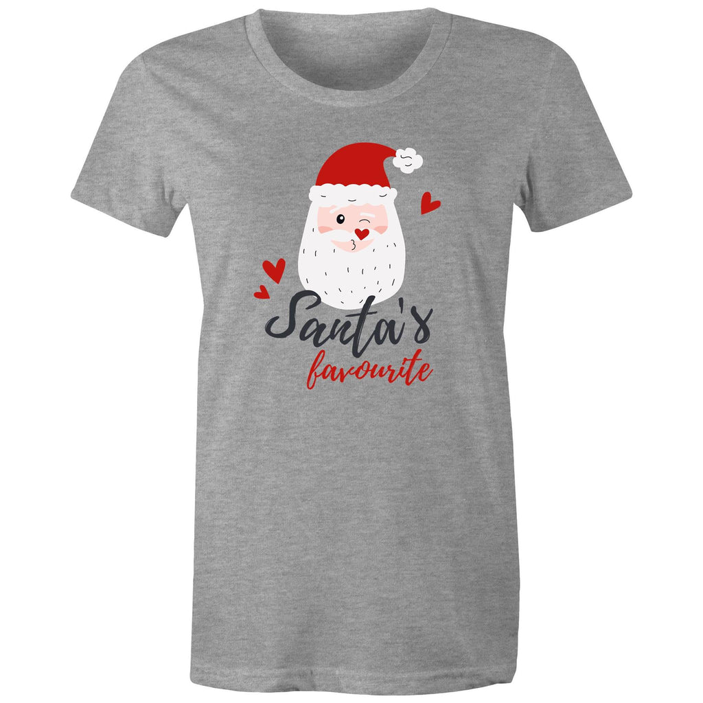 Santa's Favourite - Womens T-shirt Grey Marle Womens Christmas T-shirt Christmas Printed In Australia