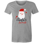 Santa's Favourite - Womens T-shirt Grey Marle Womens Christmas T-shirt Christmas Printed In Australia
