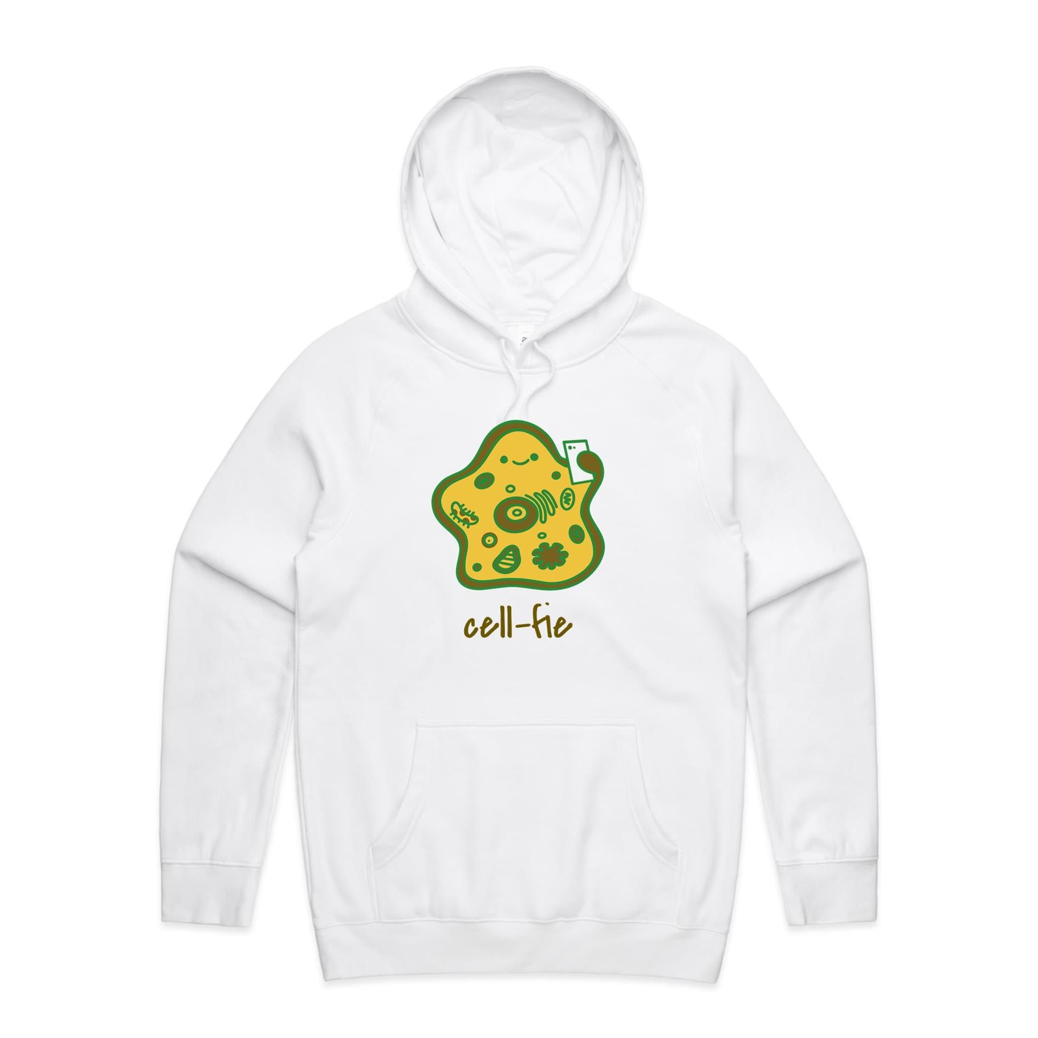 Cell-Fie, Cell Selfie - Mens Hoodie White Mens Hoodie Printed In Australia Science