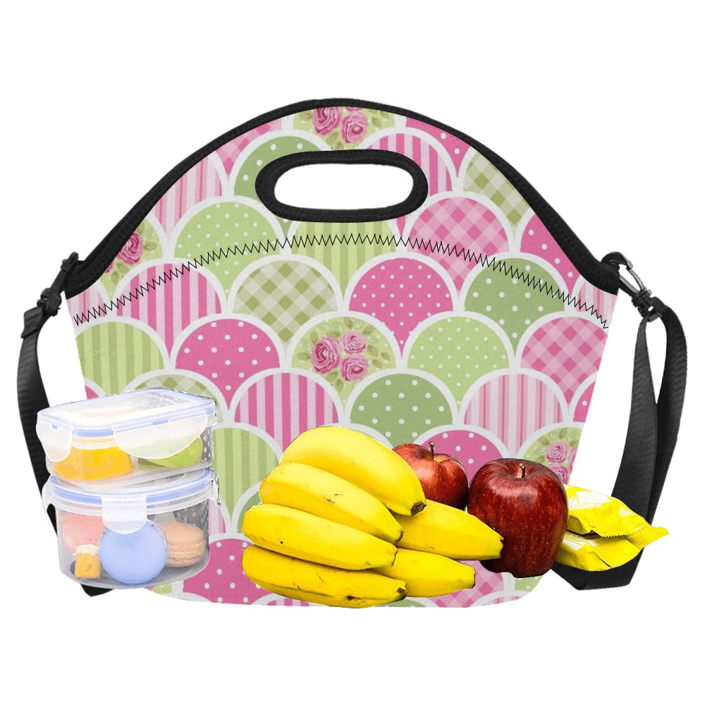 Floral Tabs Neoprene Lunch Bag/Large (Model 1669) Neoprene Lunch Bag Plants Printed Offshore