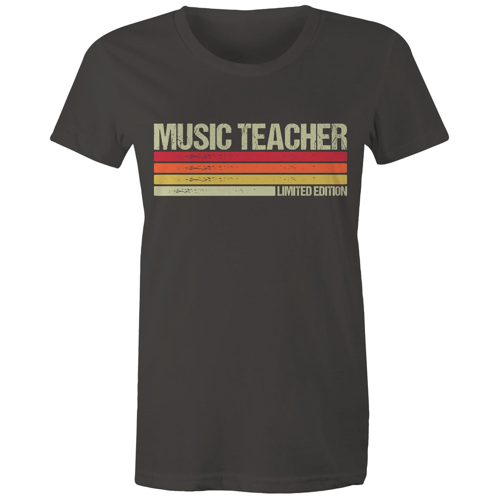 Music Teacher, Limited Edition - Womens T-shirt Charcoal Womens T-shirt Music Printed In Australia Teacher