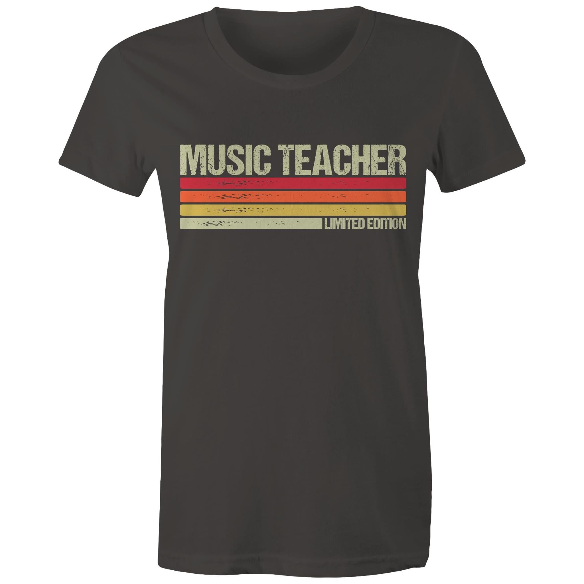 Music Teacher, Limited Edition - Womens T-shirt Charcoal Womens T-shirt Music Printed In Australia Teacher