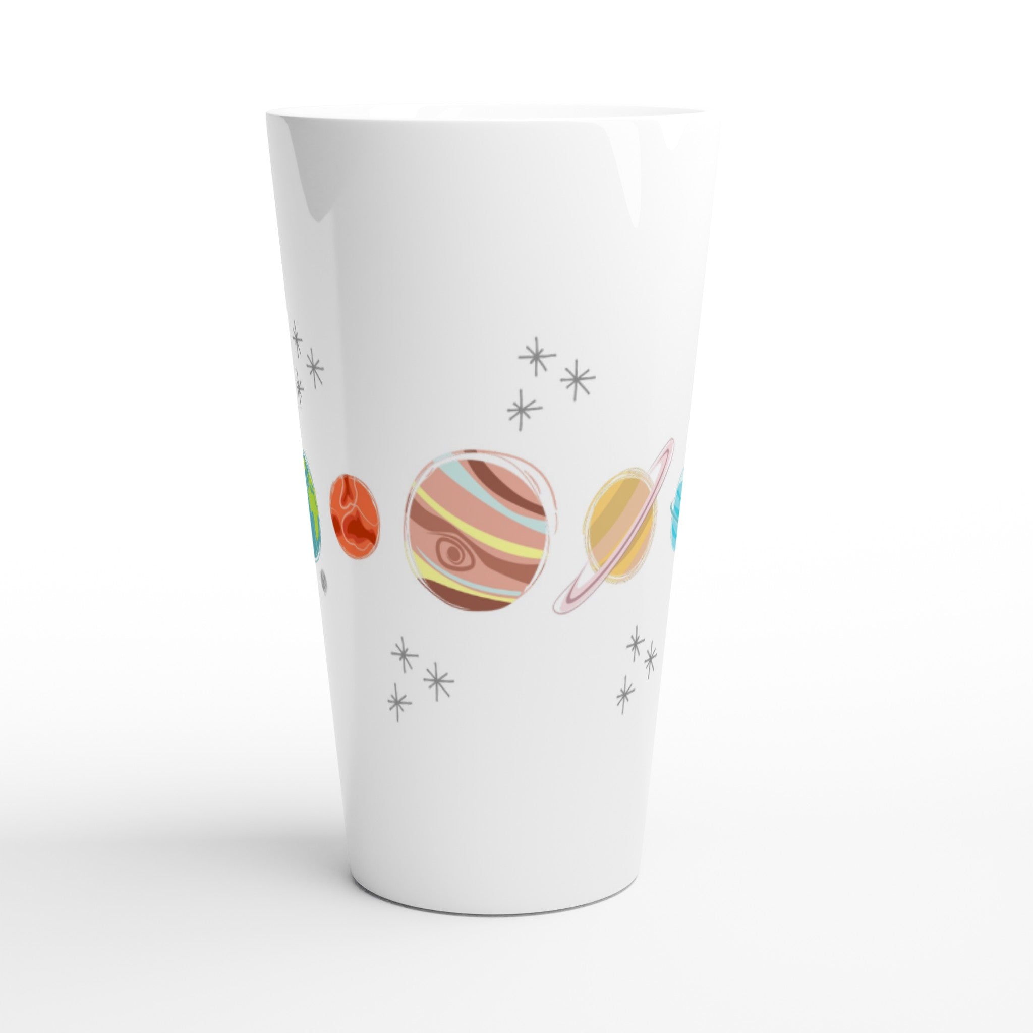 Solar System Planets - White Latte 17oz Ceramic Mug Latte Mug Globally Fulfilled Space