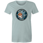 Addicted To Coffee - Womens T-shirt Pale Blue Womens T-shirt Coffee Printed In Australia