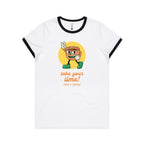 Take Your Time, Have A Coffee - Women's Ringer Tee White Black Womens Ringer T-shirt Coffee Printed In Australia