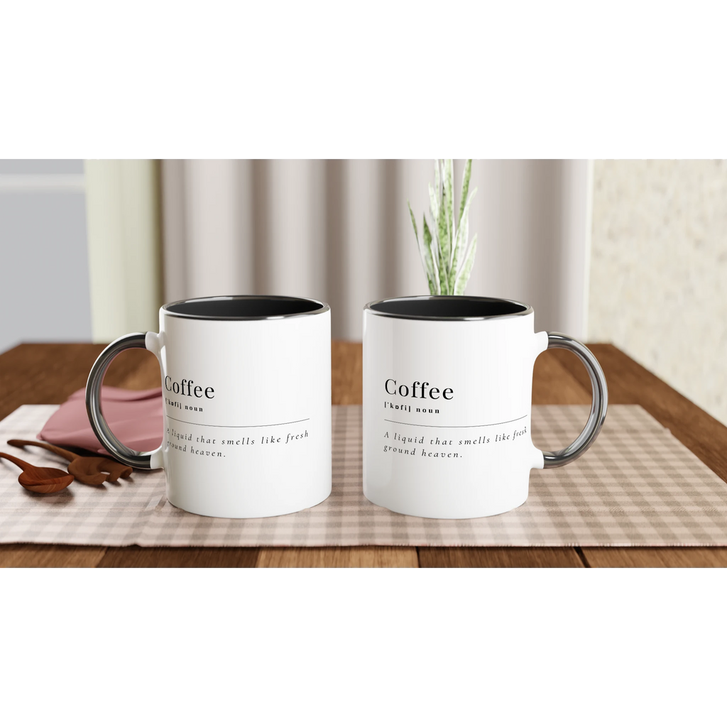 Personalised - Coffee Definition - White 11oz Ceramic Mug with Colour Inside Personalised 11oz Mug Coffee customise Globally Fulfilled personalise