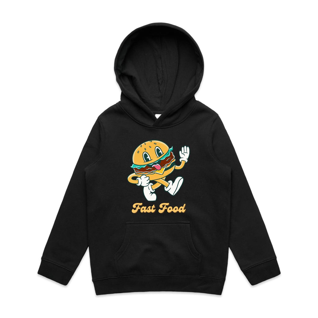 Fast Food - Kids Hoodie Black Kids Hoodie Printed In Australia