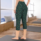Cactus Women's High Waist Pocket Capri Yoga Leggings Women's High Waist Capri Yoga Leggings Plants Printed Offshore