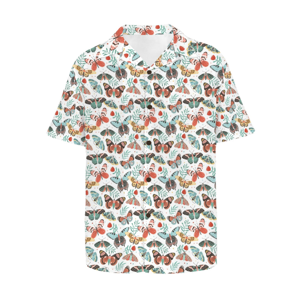 Pretty Moths And Butterflies Men's Short Sleeve Hawaiian Shirt Men's Hawaiian Shirt (New) animal Printed Offshore