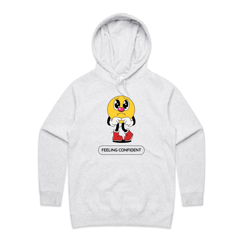 Feeling Confident - Womens Hoodie White Marle Womens Hoodie Printed In Australia