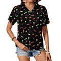 Candy Women's Short-Sleeve Button Up Shirt white Women's Short-Sleeve Button Up Shirt Food Printed Offshore