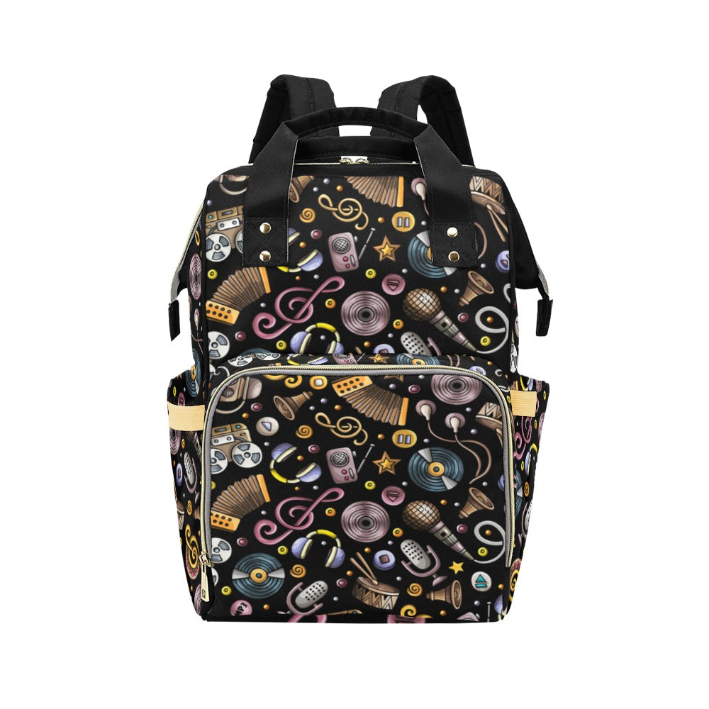 Retro Music Mix - Multi-Function Backpack, Nappy / Diaper Bag