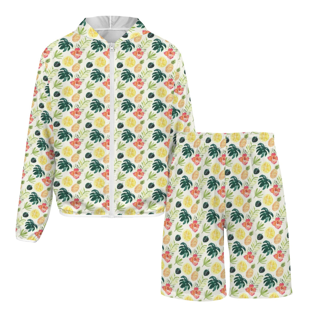 Pineapple Tropical Men's Lightweight Sun Hoodie & Shorts Set Men's Lightweight Sun Hoodie & Shorts Printed Offshore