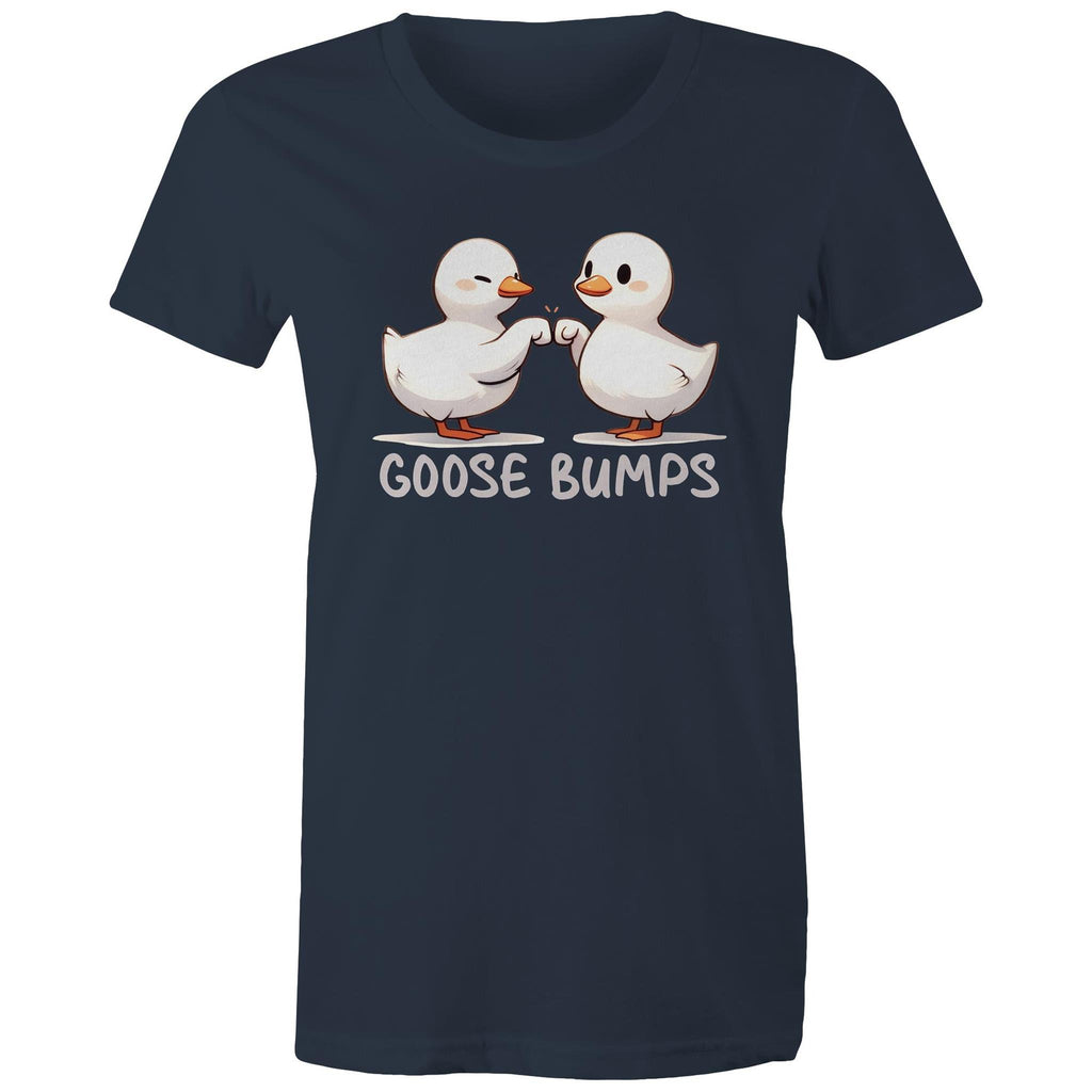 Goose Bumps - Womens T-shirt Navy Womens T-shirt animal Printed In Australia