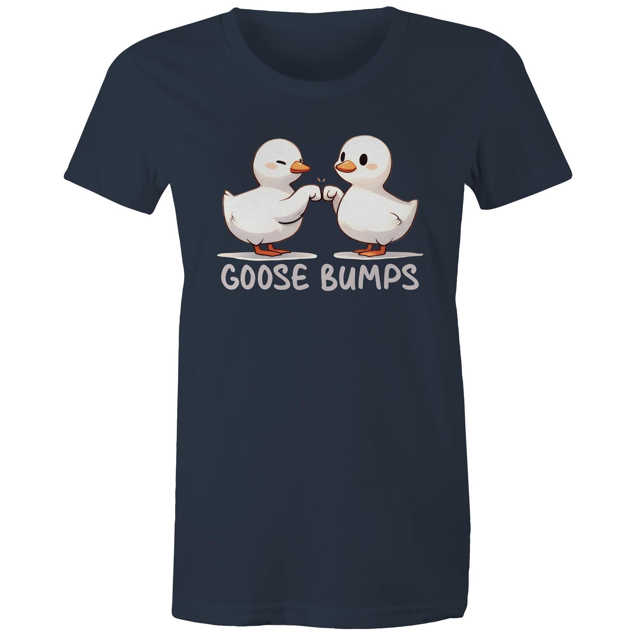 Goose Bumps - Womens T-shirt Navy Womens T-shirt animal Printed In Australia