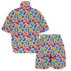 Graphic 80's Women's Windbreaker Short Set Women's Windbreaker Short Set Printed Offshore Retro