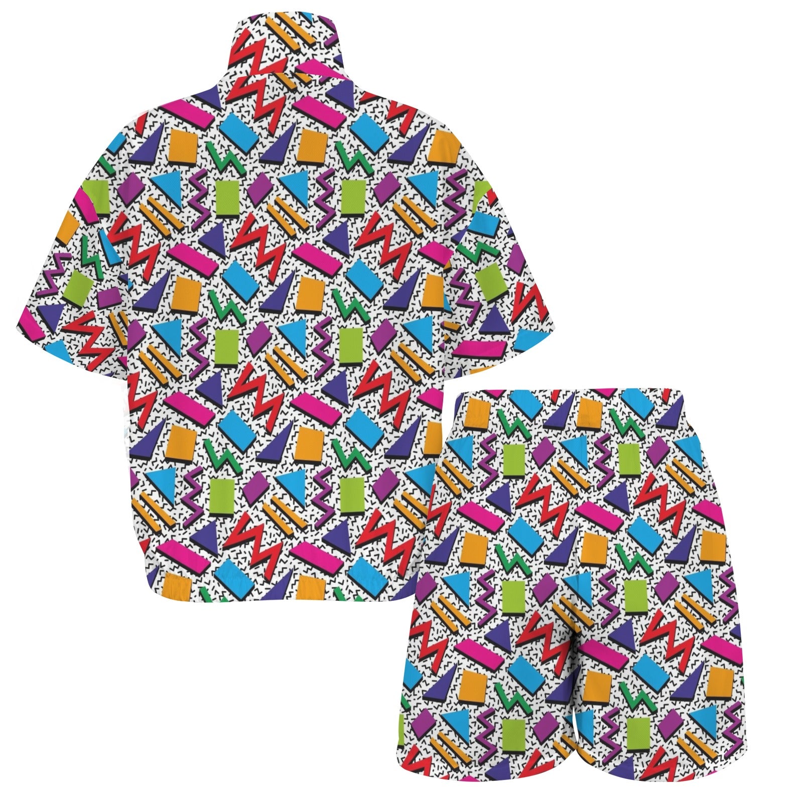 Graphic 80's Women's Windbreaker Short Set Women's Windbreaker Short Set Printed Offshore Retro
