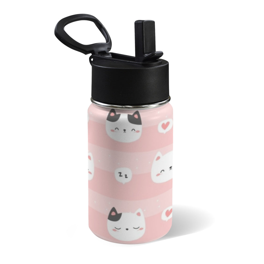 Pink Cats 12oz Kids Water Bottle with Straw Lid