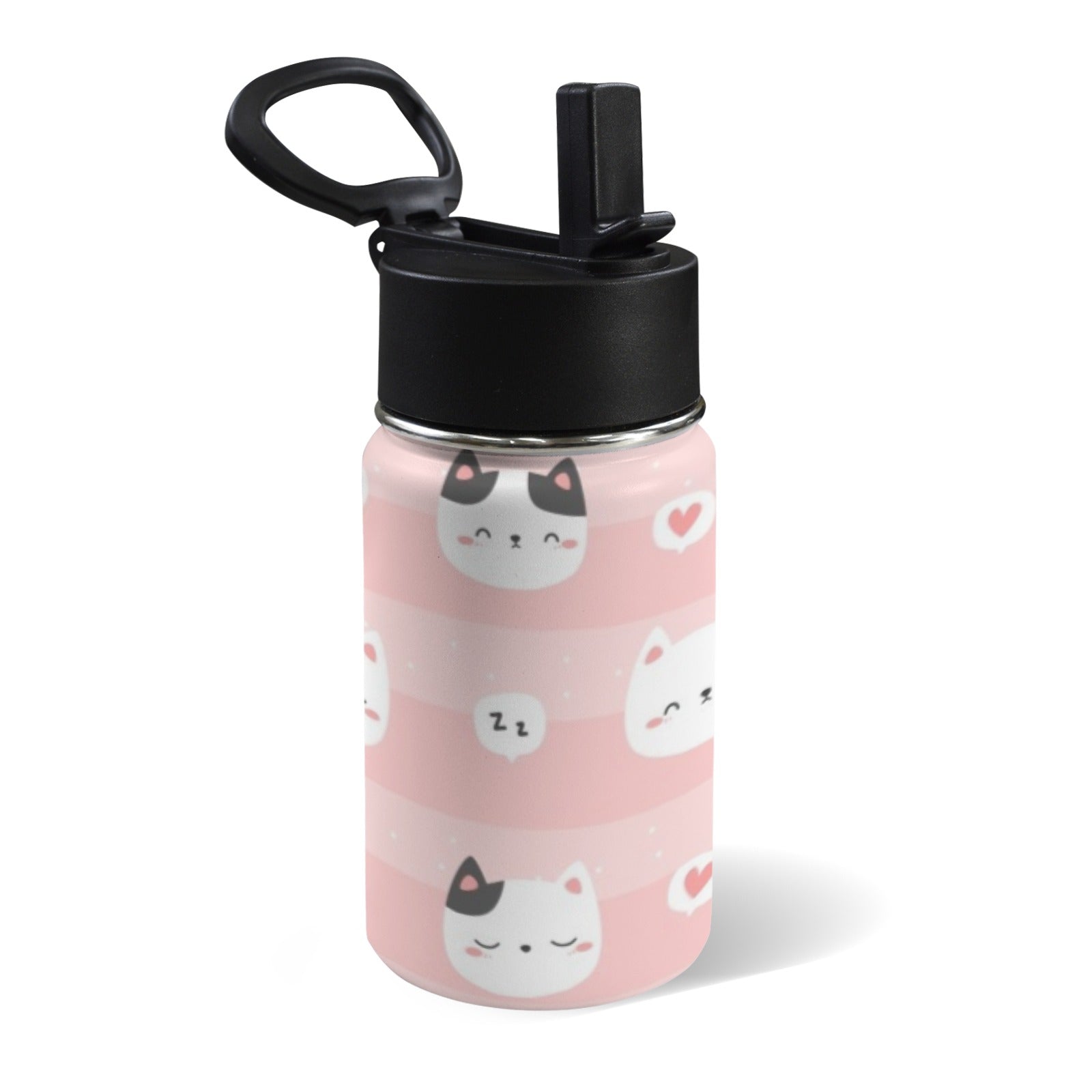 Pink Cats 12oz Kids Water Bottle with Straw Lid