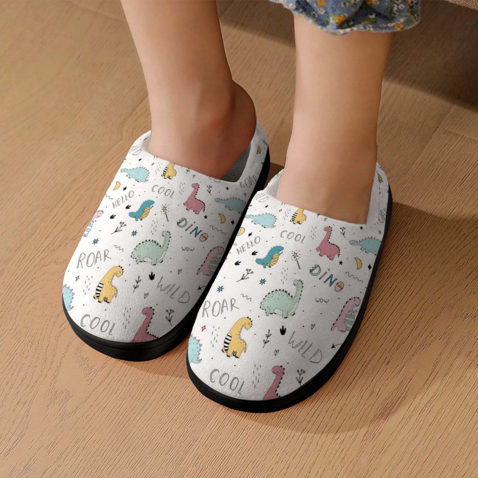 Quirky Dinosaurs Kids Cotton Slippers Kids Cotton Slippers Printed Offshore