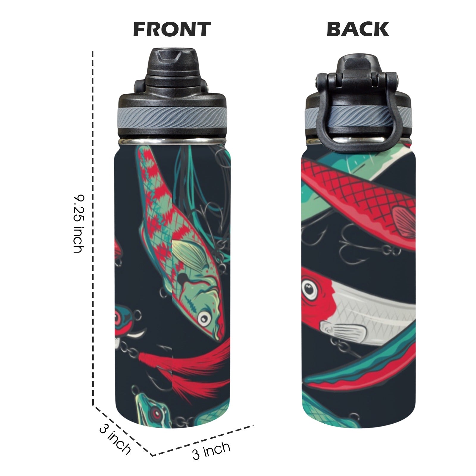 Fishing Lures - Insulated Water Bottle with Dual-Use Lid (18oz) Insulated Water Bottle with Dual-Use Lid (18oz) animal Printed Offshore