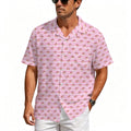 Pink Donut Stripes Men's Crinkle Hawaiian Shirt