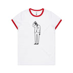 Coffee Brain - Women's Ringer Tee White Red Womens Ringer T-shirt Coffee Printed In Australia