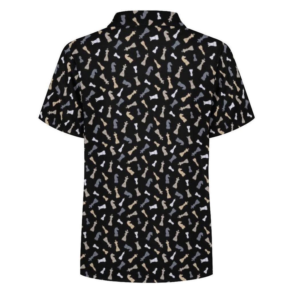 Chess Pattern Kids Youth Short Sleeve Button Up Shirt