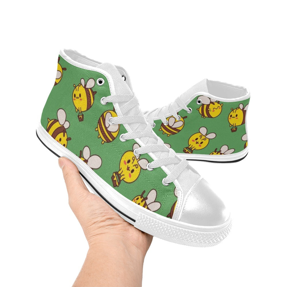 Busy Bees Kids High Top Canvas Shoes Kids High Top Canvas Shoes animal Printed Offshore