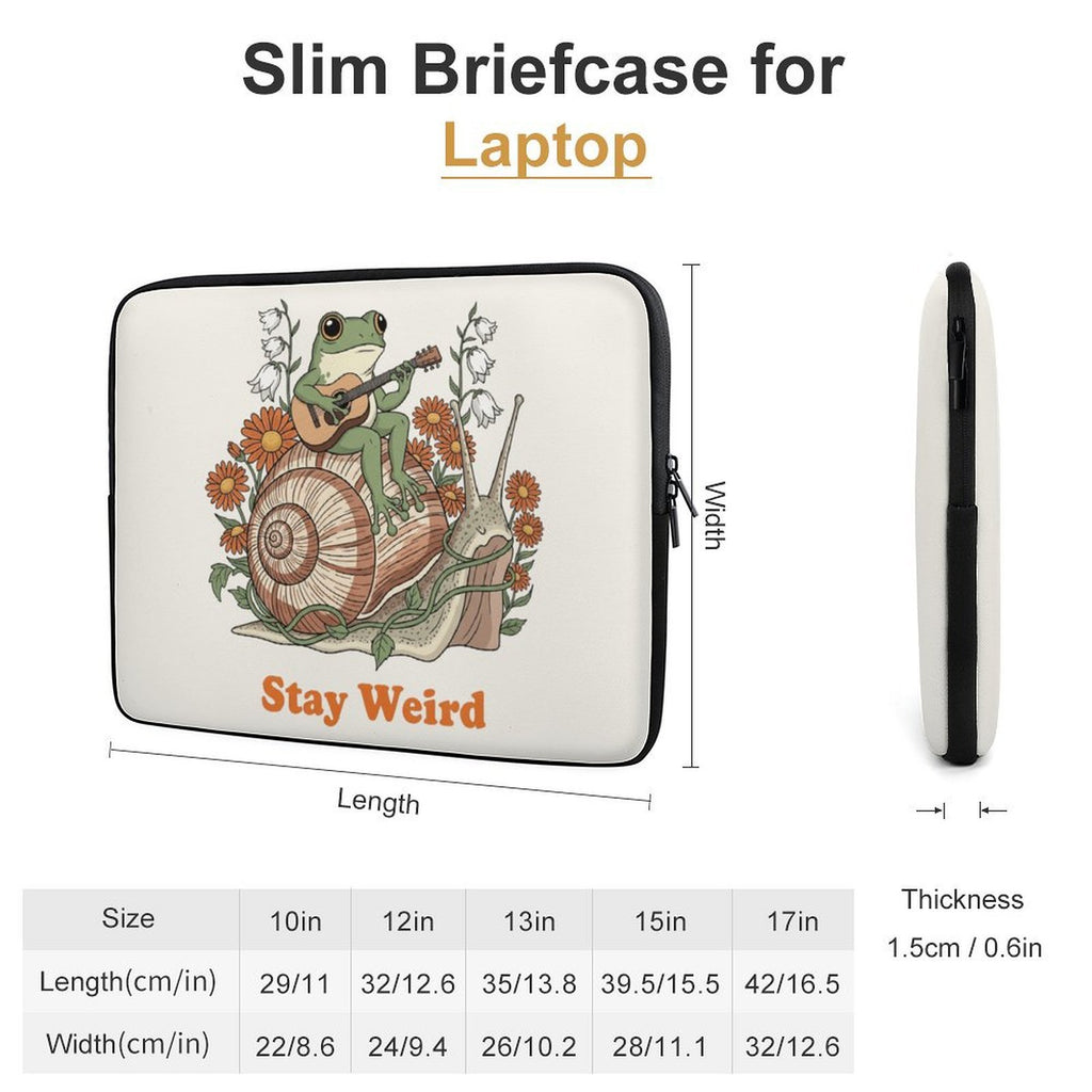 Stay Weird, Frog Playing Guitar Laptop Sleeve (Multiple Sizes) Laptop Sleeve Printed Offshore Retro