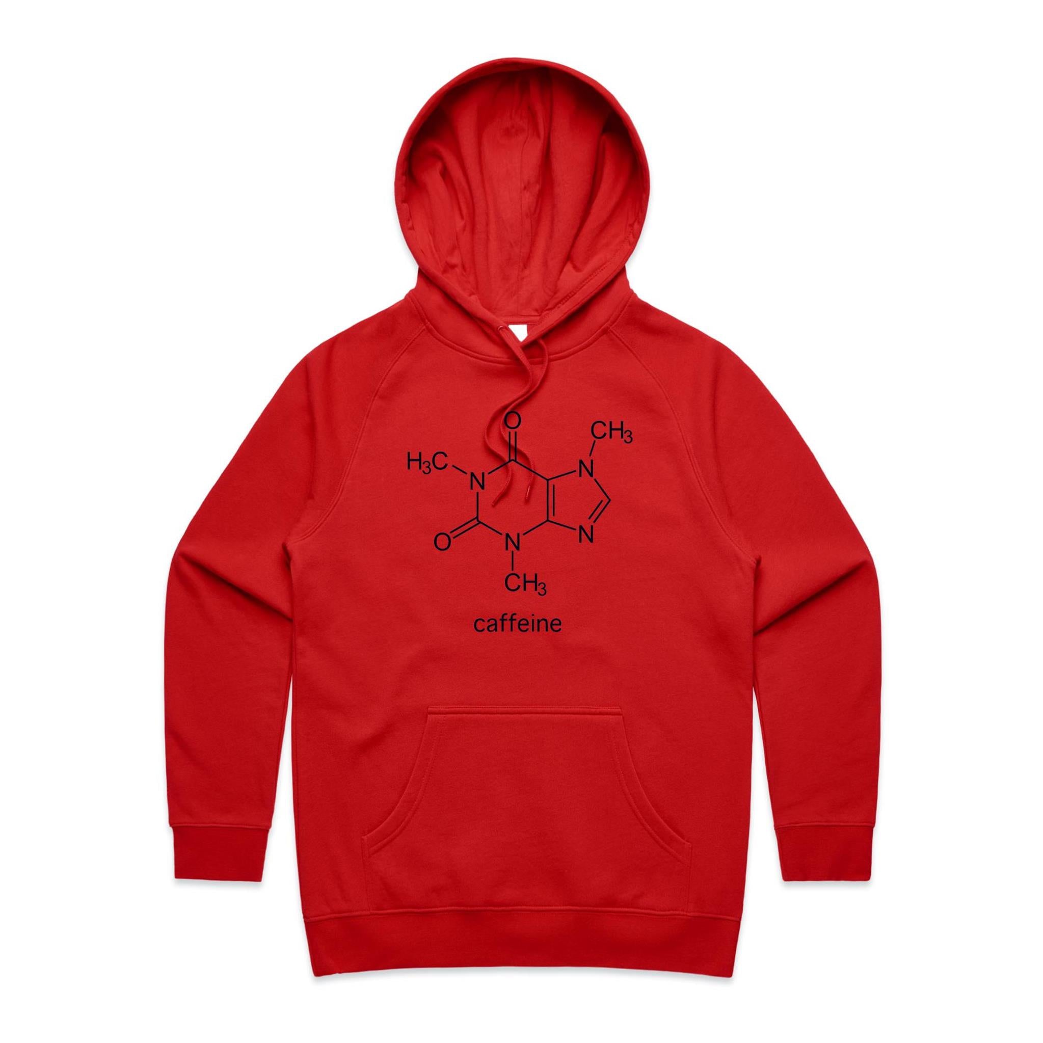 Caffeine Molecule - Womens Hoodie Red Womens 2XL Womens Hoodie Coffee Printed In Australia