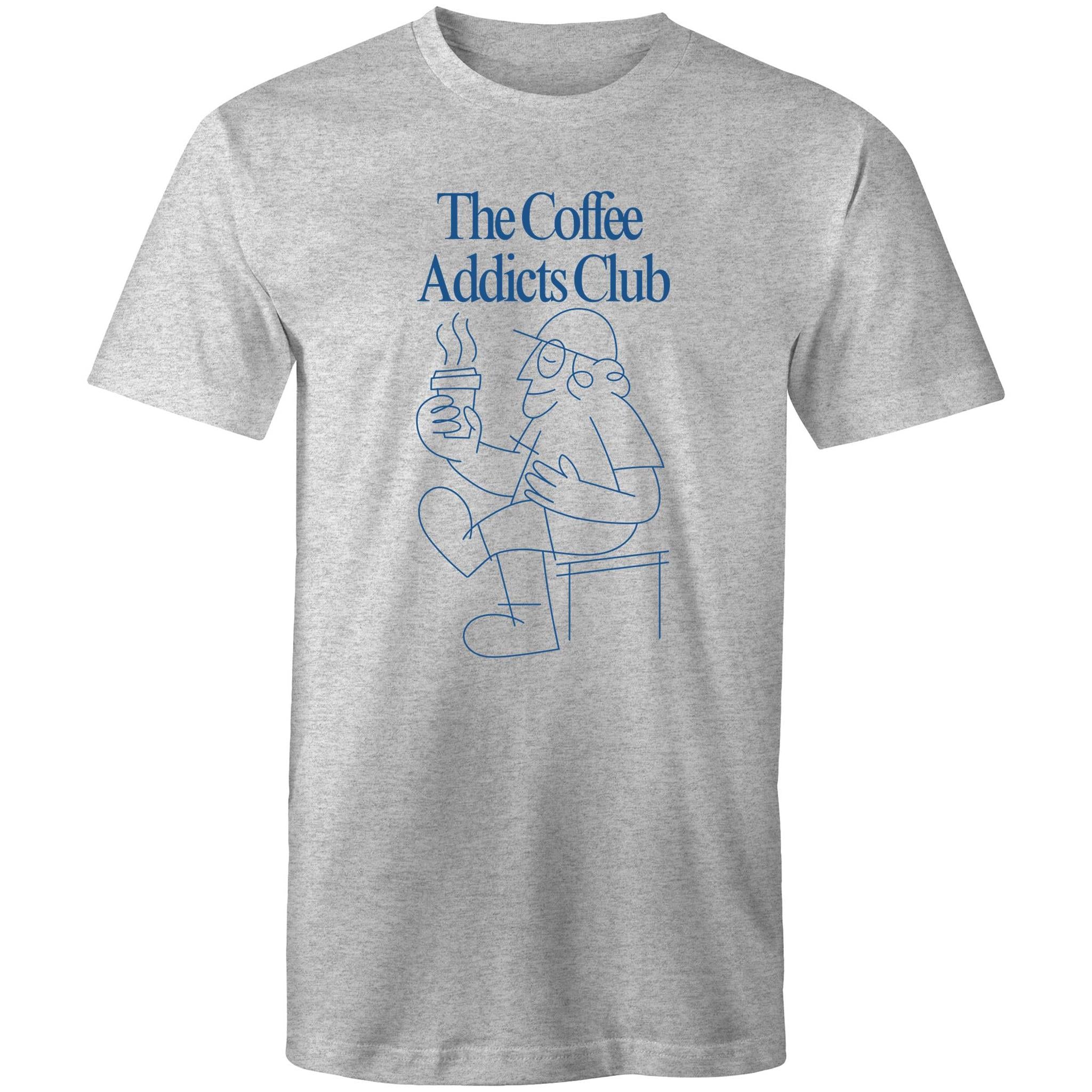 The Coffee Addicts Club - Mens T-Shirt Grey Marle Mens T-shirt Coffee Printed In Australia