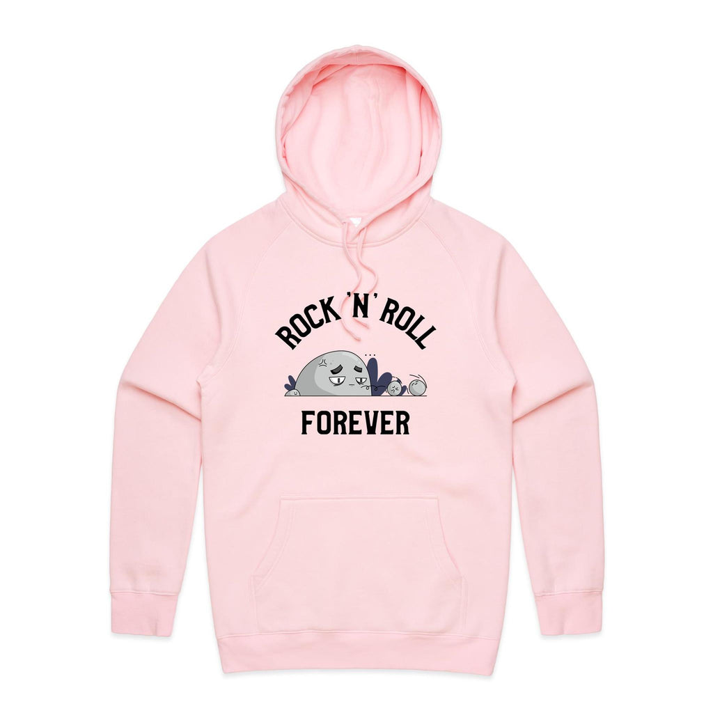 Rock And Roll Forever - Mens Hoodie Pink Mens Hoodie Music Printed In Australia