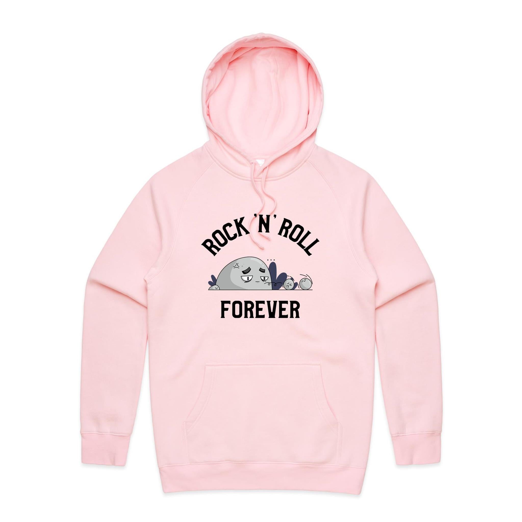 Rock And Roll Forever - Mens Hoodie Pink Mens Hoodie Music Printed In Australia