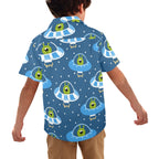 Cute Aliens in UFOs - Junior Kids Hawaiian Shirt