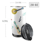 Guitar Music - 20oz Mobile Tumbler with Lid (Black Lock) 20oz Travel Mug Music Printed Offshore