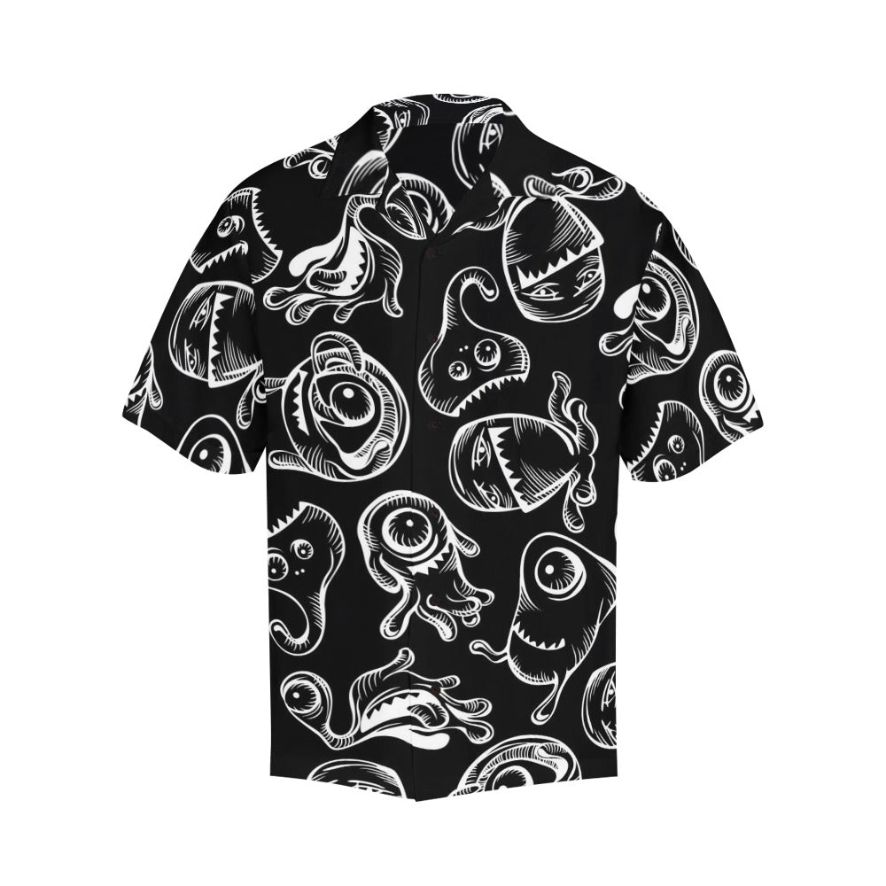 Monsters In Black And White - Mens Hawaiian Shirt