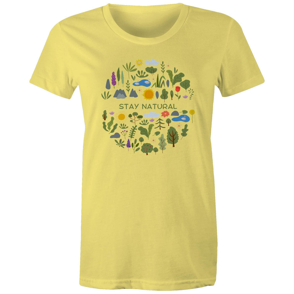 Stay Natural - Womens T-shirt Yellow Womens T-shirt Plants Printed In Australia