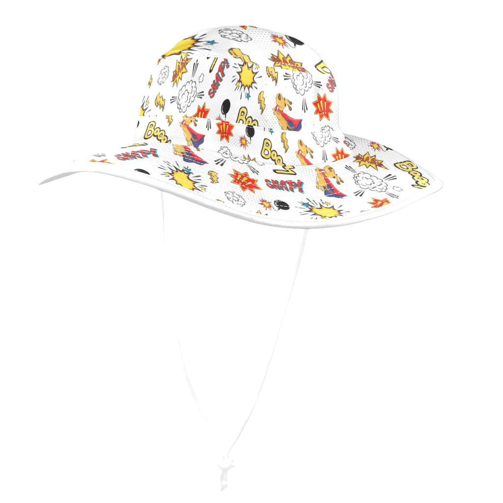 Super Dog Wide Brim Bucket Hat Wide Brim Bucket Hat animal comic Printed Offshore