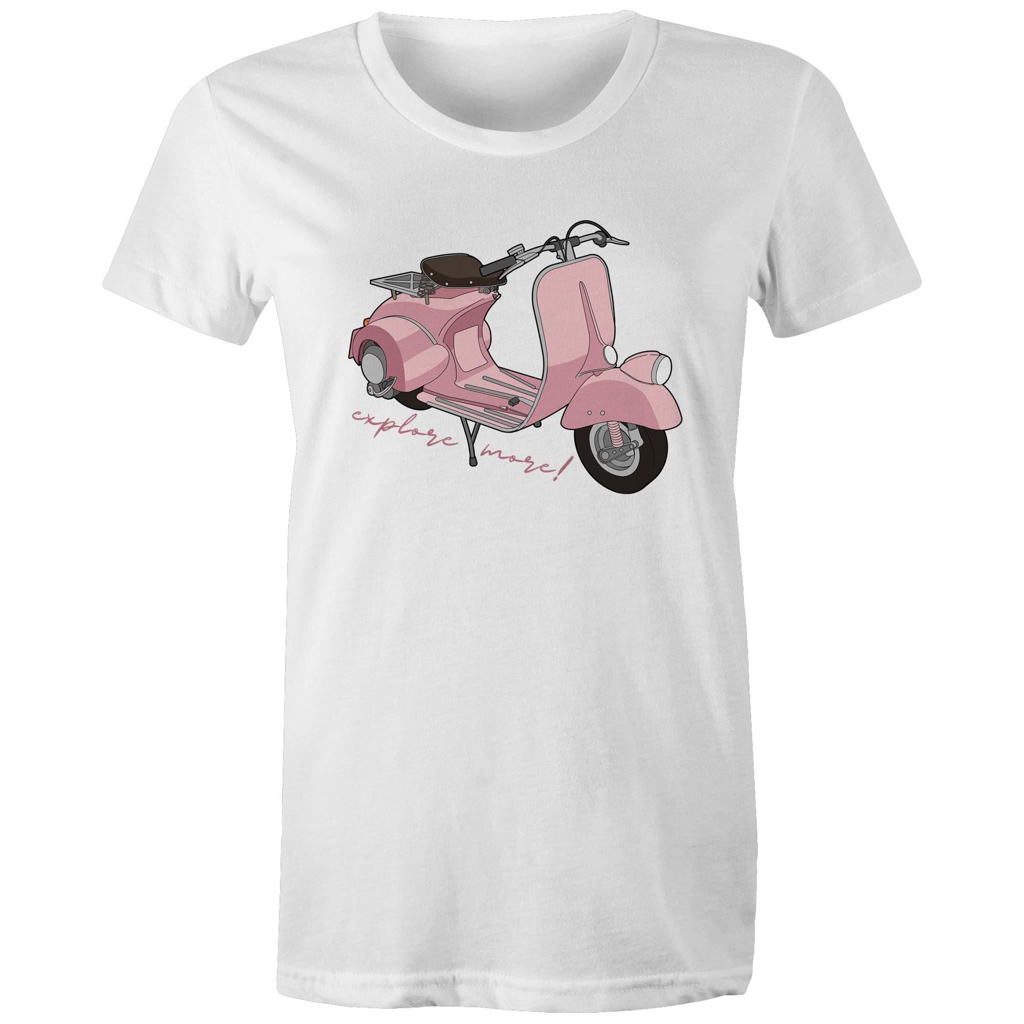 Explore More - Womens T-shirt White Womens T-shirt Printed In Australia